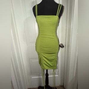 Women’s Lu fang size small dress Green Ruched Bodycon Dress